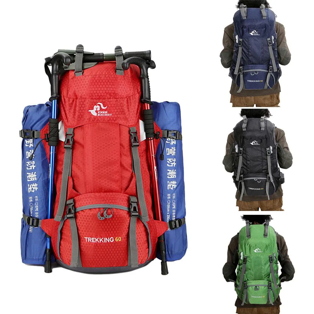 60L Climbing Waterproof Backpack with Rain Coat