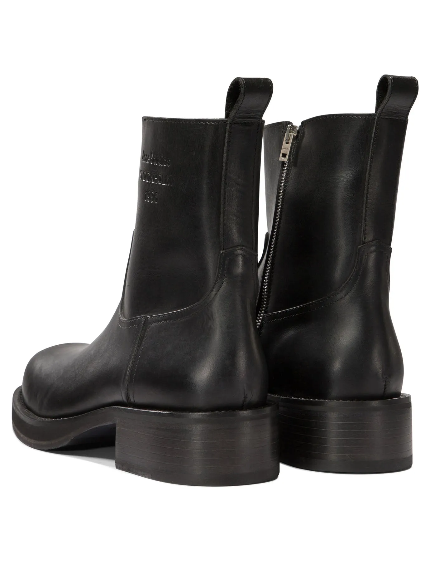 Acne Studios Leather Waxed Ankle Boots