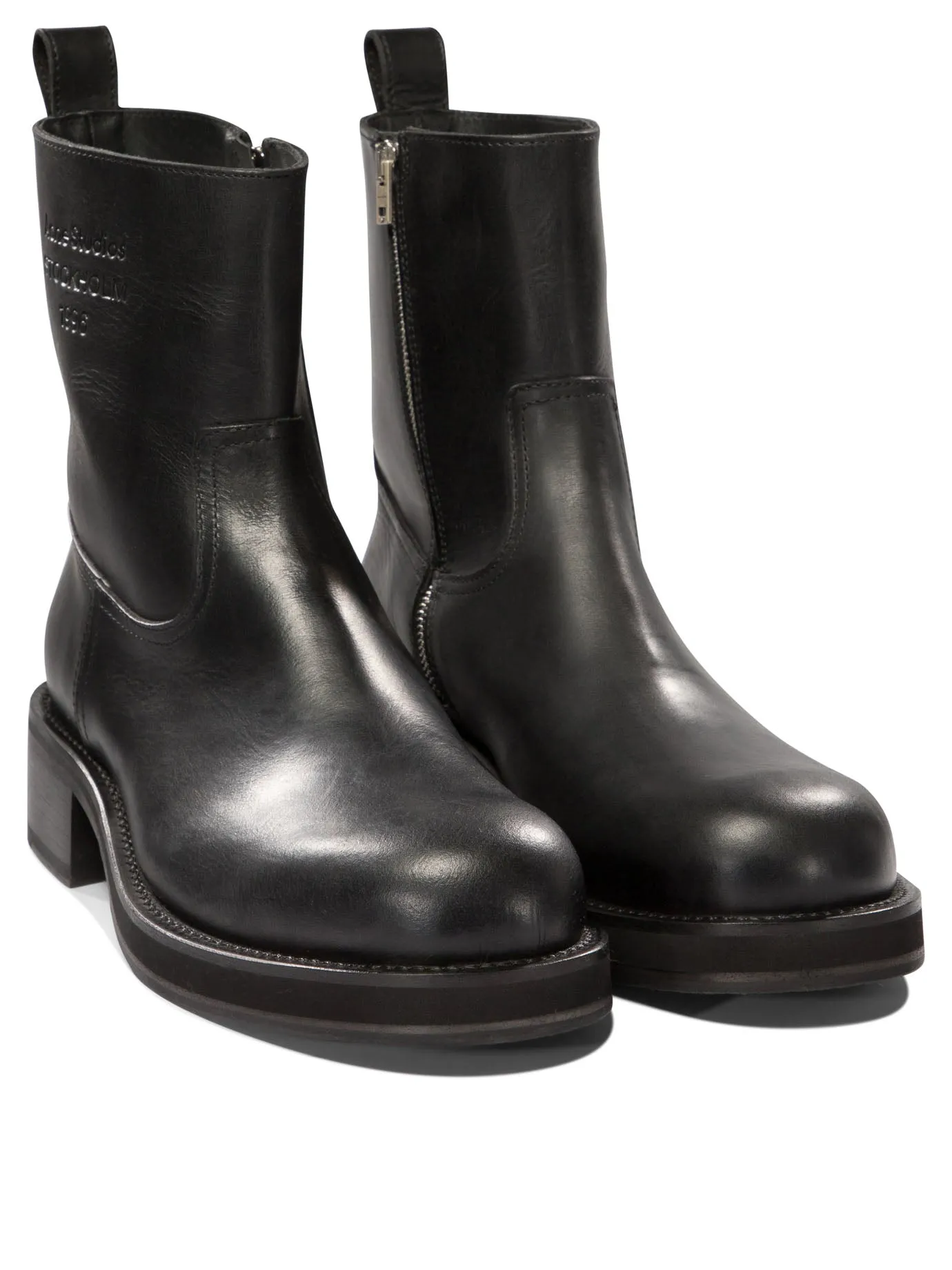 Acne Studios Leather Waxed Ankle Boots