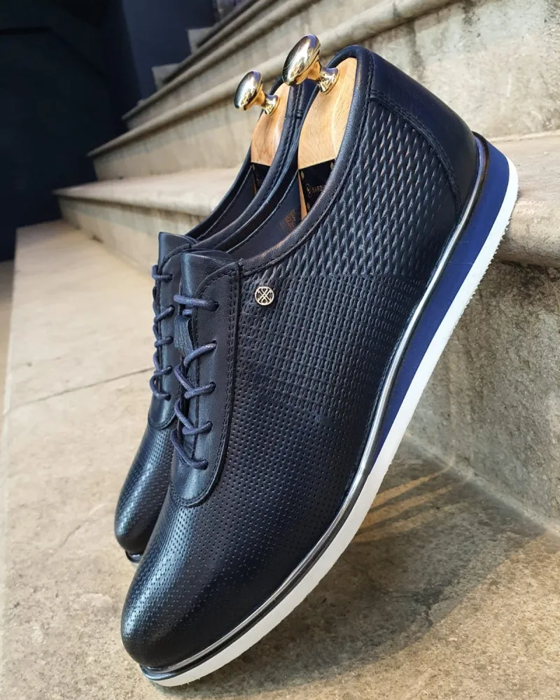 Annapolis Dark Blue Patterned Lace-Up Sneakers