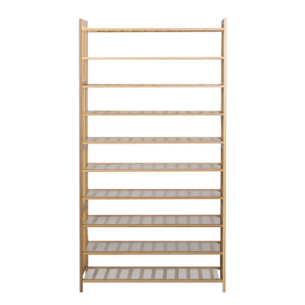 Artiss 10-Tier Bamboo Shoe Rack Wooden Shelf Stand Storage Organizer