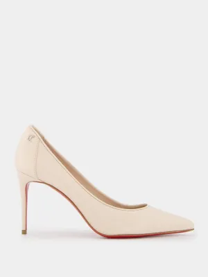 Beige Leather High Heel Pumps