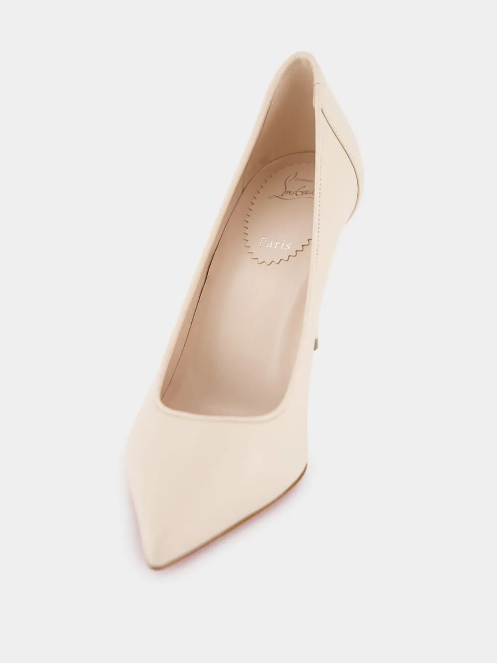 Beige Leather High Heel Pumps