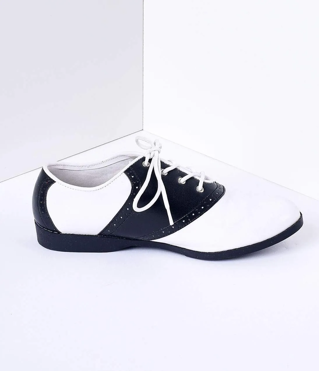 Black & White Classic Lace Up Saddle Shoes