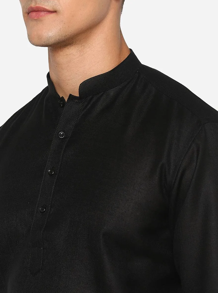 Black Solid Slim Fit Party Wear Kurta | JB Studio