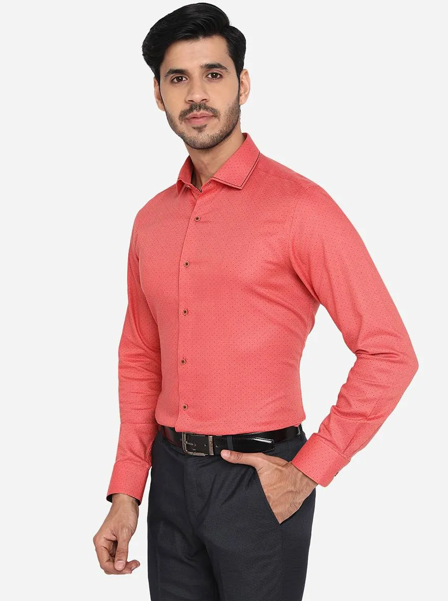 Carrot Red Solid Slim Fit Party Wear Shirt | JB Studio