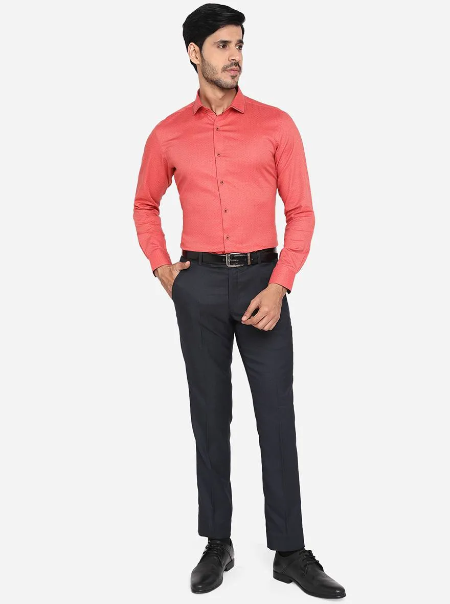 Carrot Red Solid Slim Fit Party Wear Shirt | JB Studio