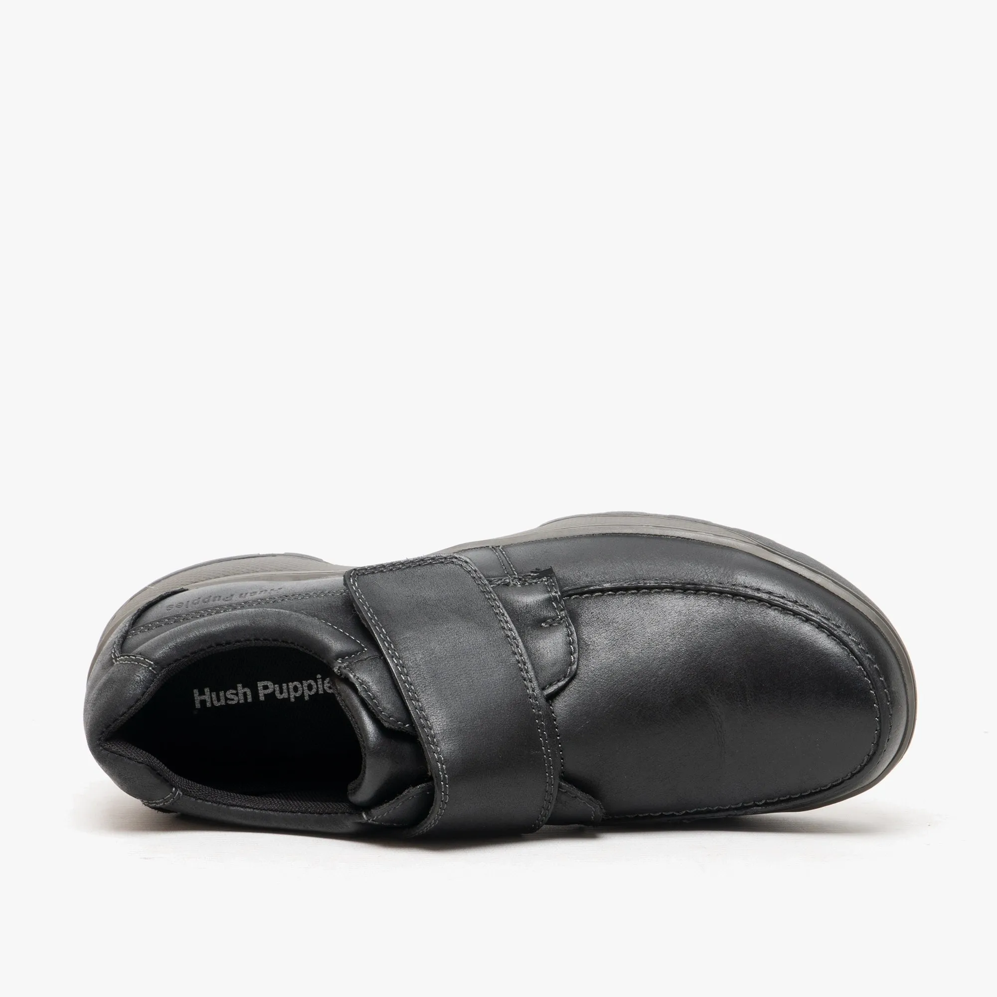 CASPER Boys Leather Touch Fasten Shoes Black