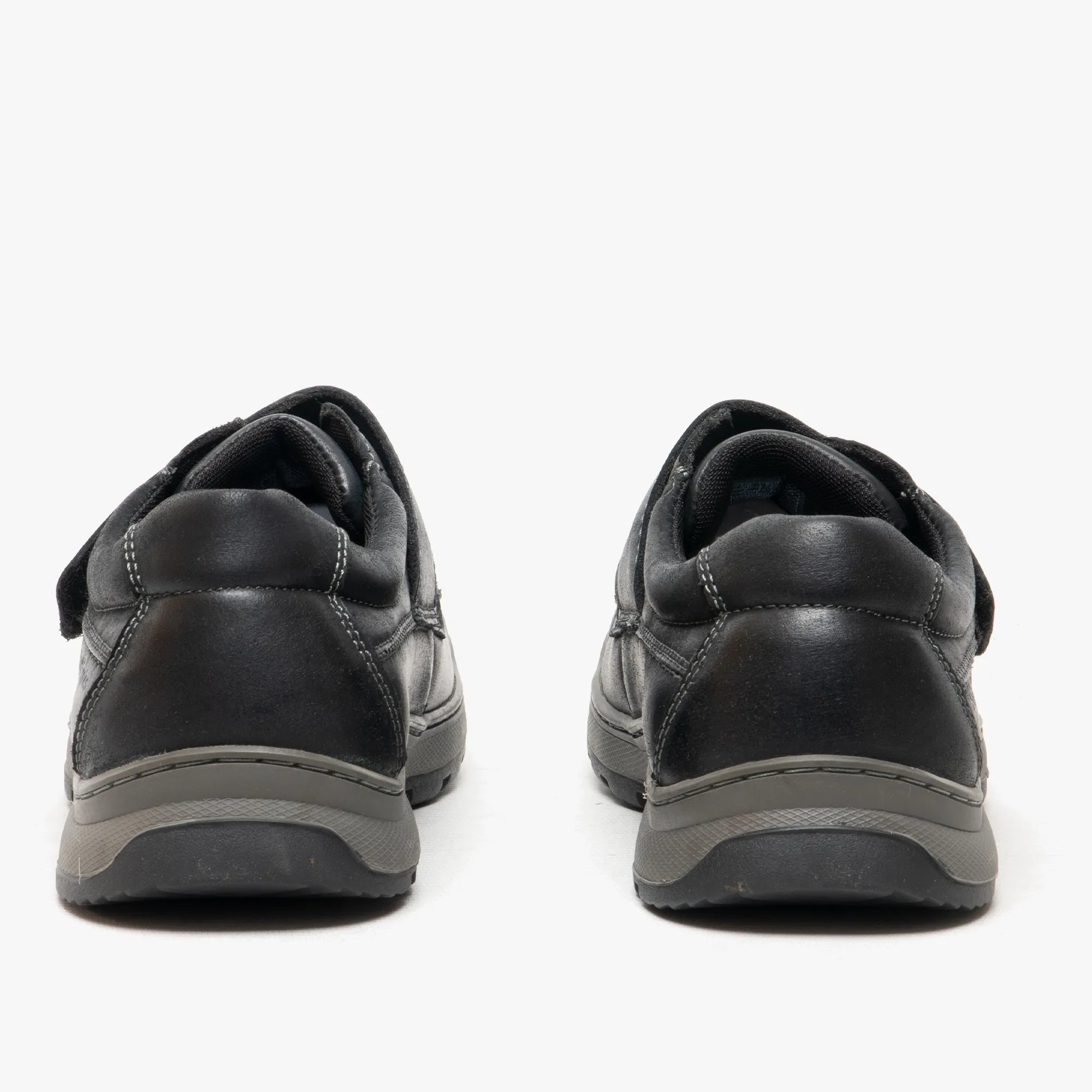 CASPER Boys Leather Touch Fasten Shoes Black