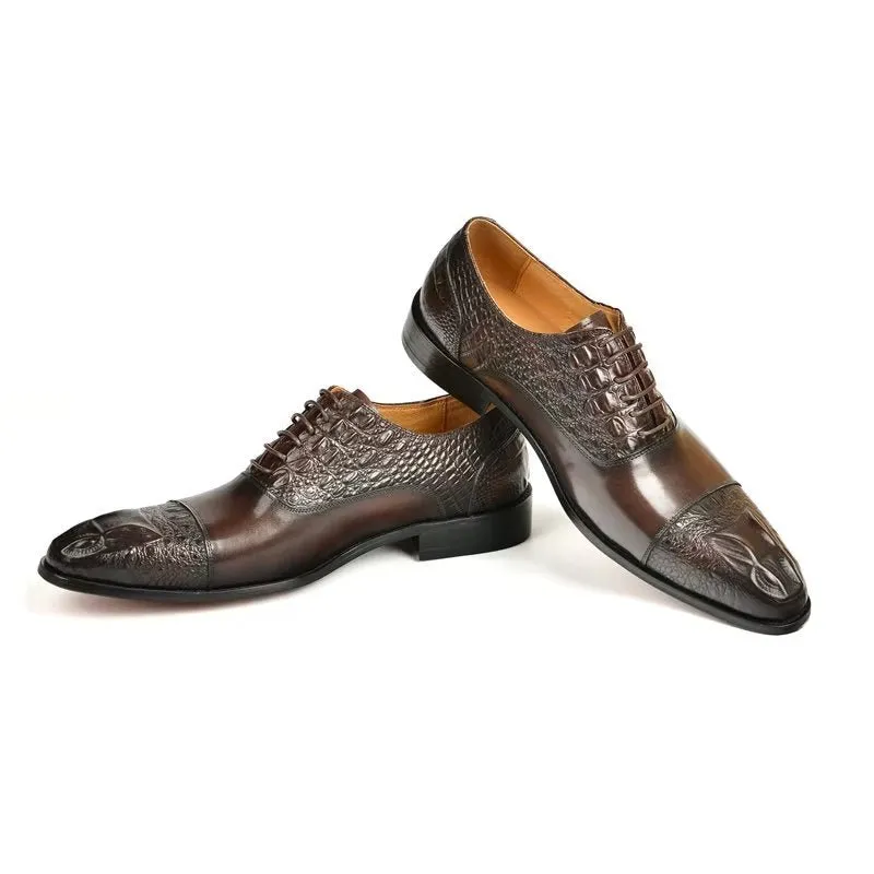 CrocoLuxe Elegance Crocodile Texture Oxford Dress Shoes