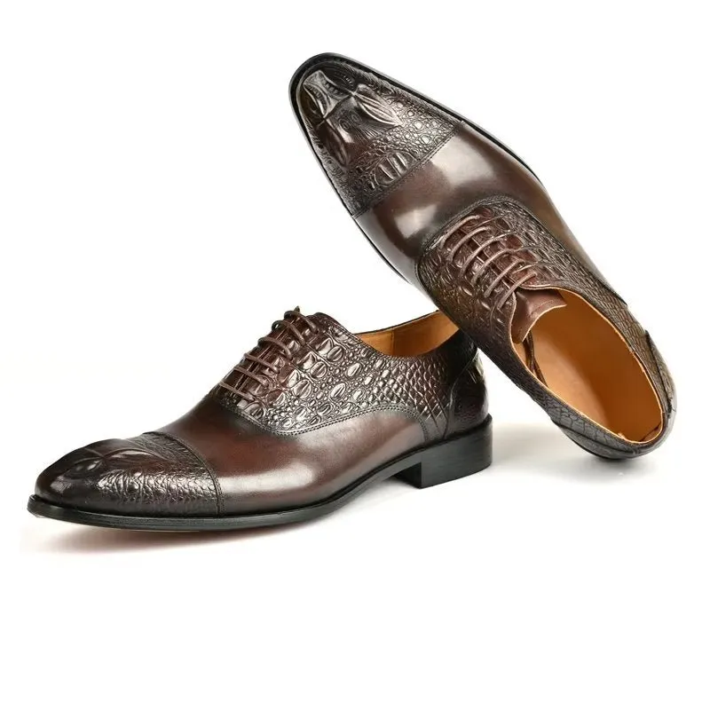 CrocoLuxe Elegance Crocodile Texture Oxford Dress Shoes