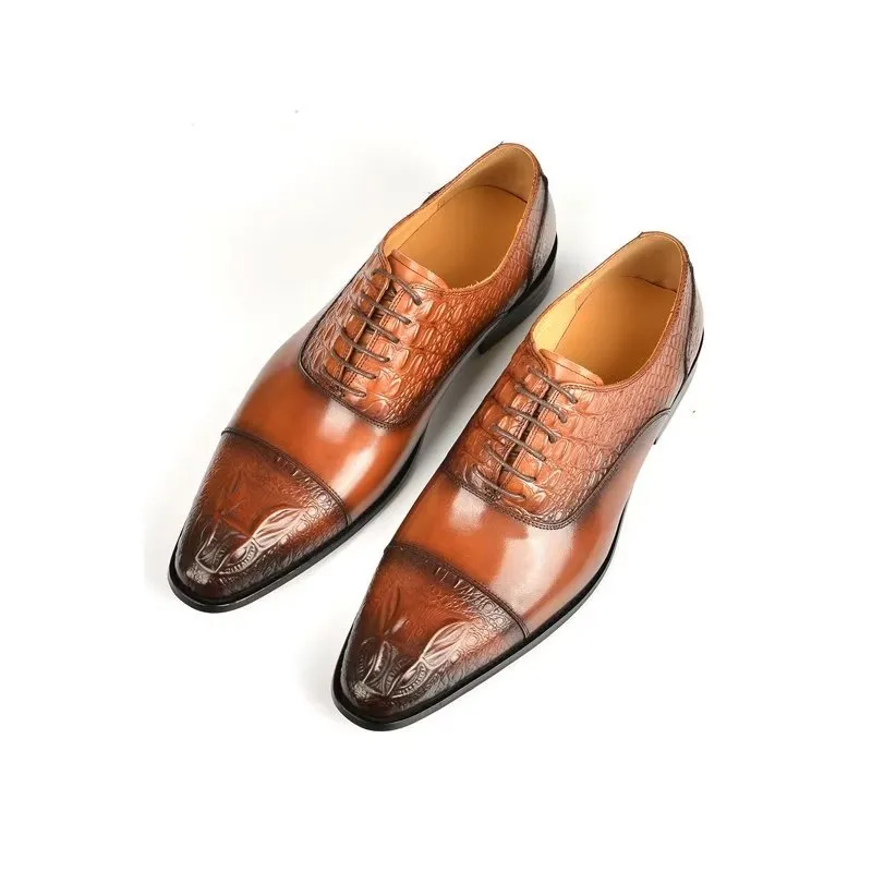 CrocoLuxe Elegance Crocodile Texture Oxford Dress Shoes