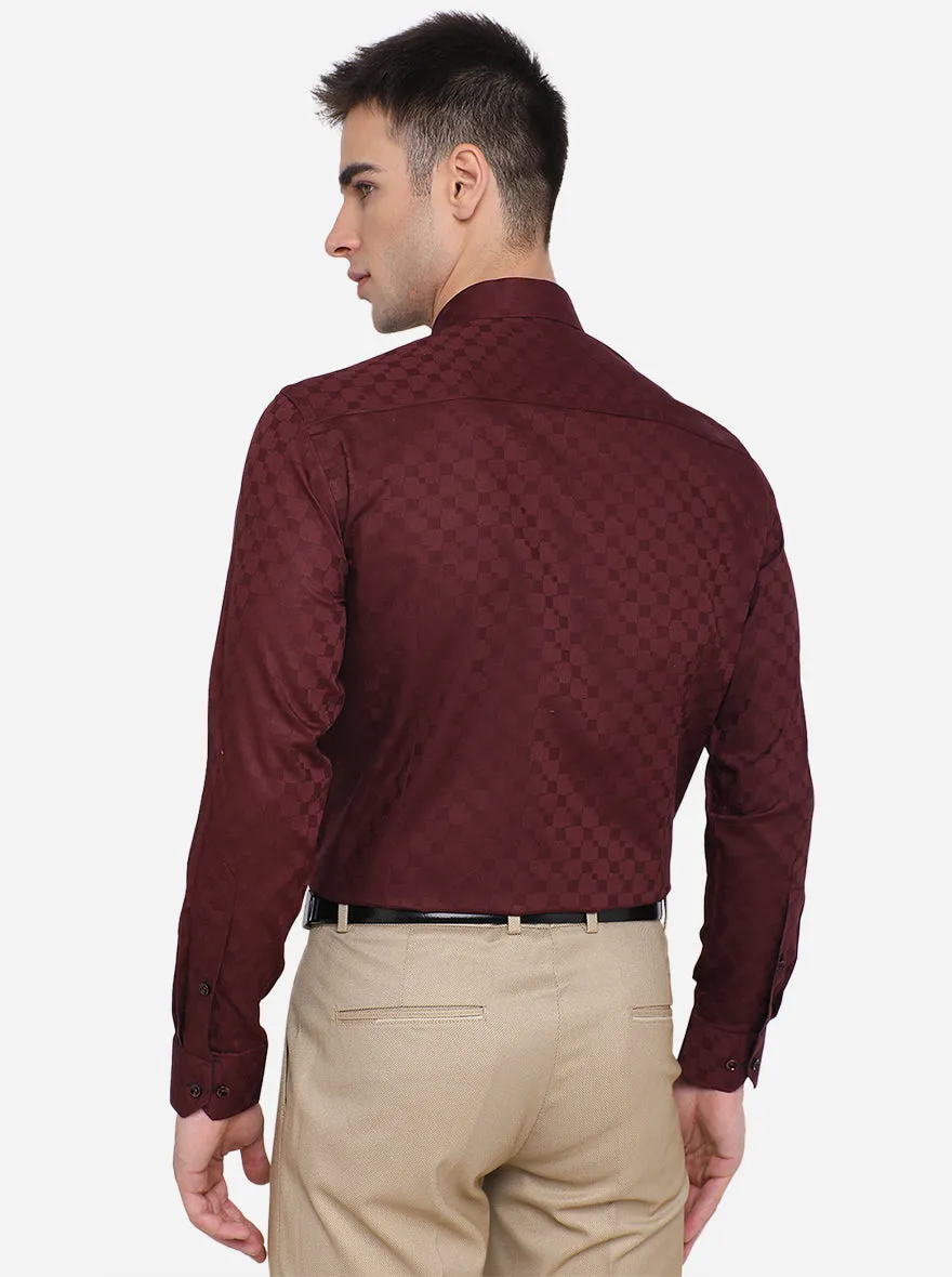 Dark Maroon Solid Slim Fit Party Wear Shirt | Greenfibre