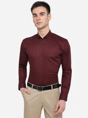 Dark Maroon Solid Slim Fit Party Wear Shirt | Greenfibre