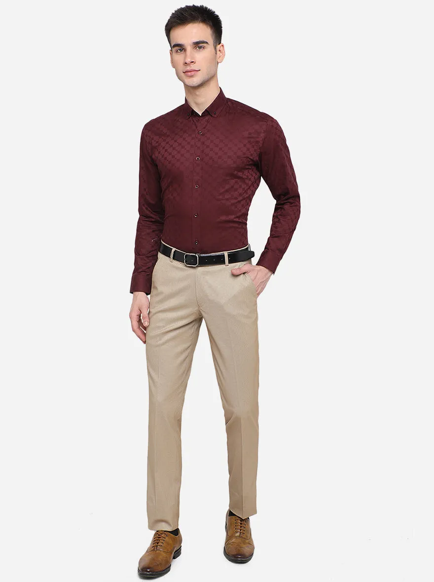 Dark Maroon Solid Slim Fit Party Wear Shirt | Greenfibre