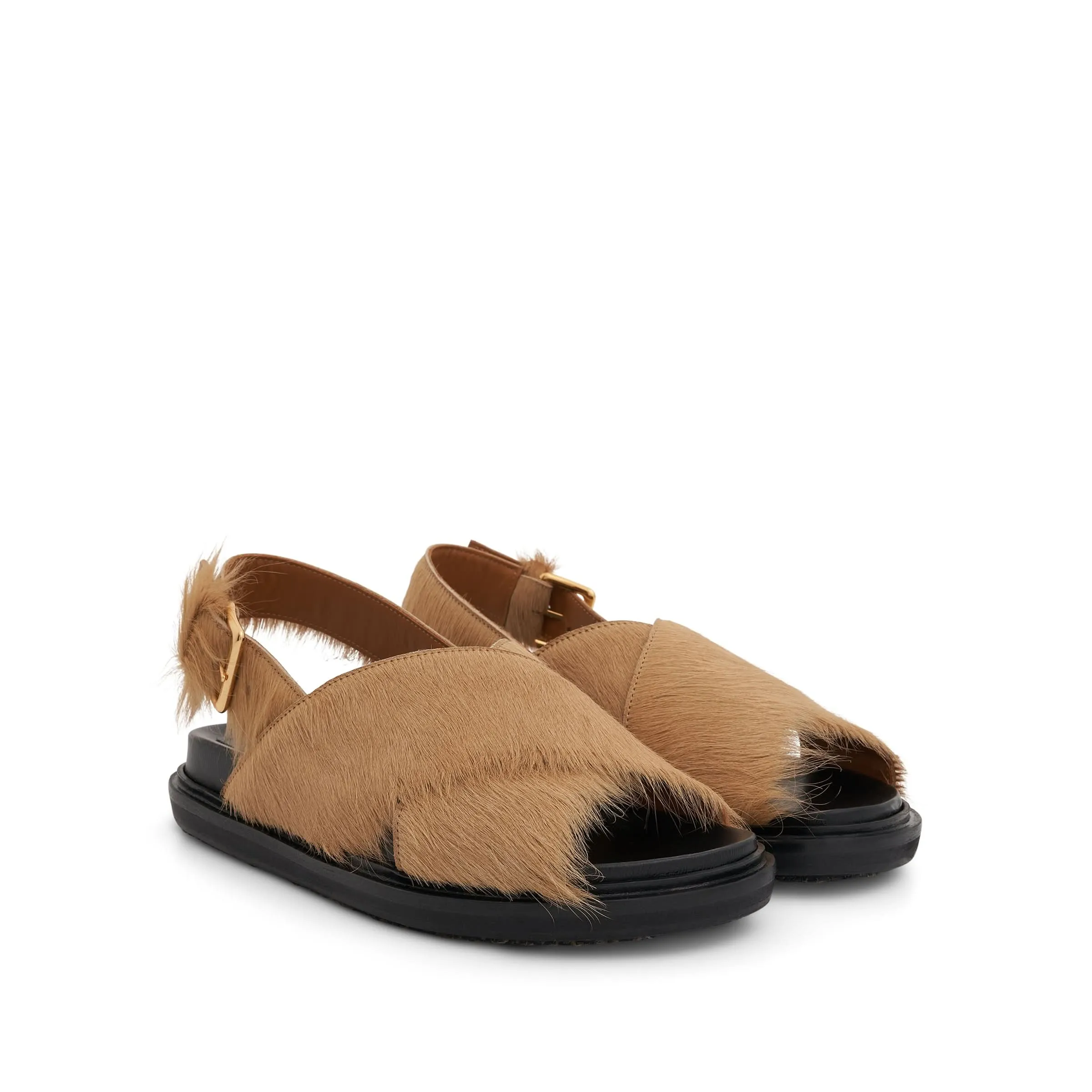 Fussbett Long Hair Calfskin Sandal in Soft Beige