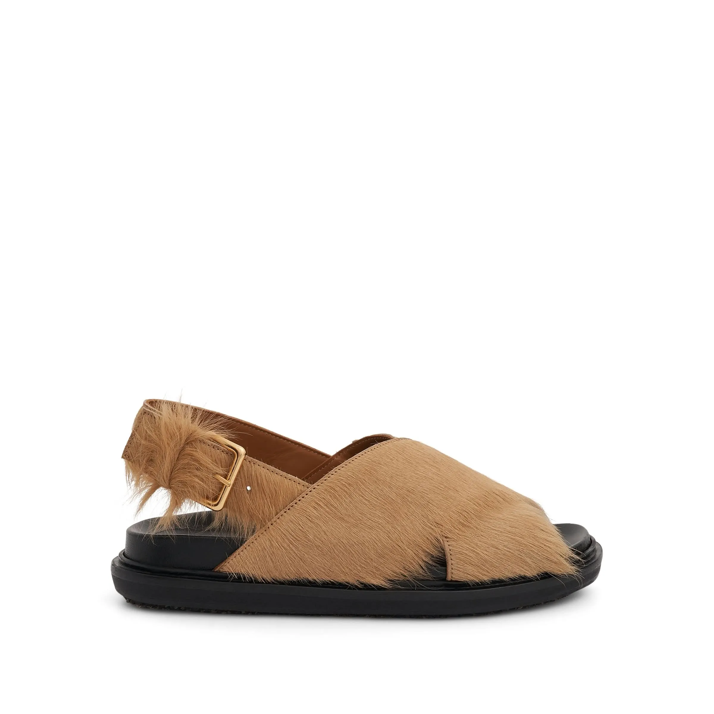 Fussbett Long Hair Calfskin Sandal in Soft Beige