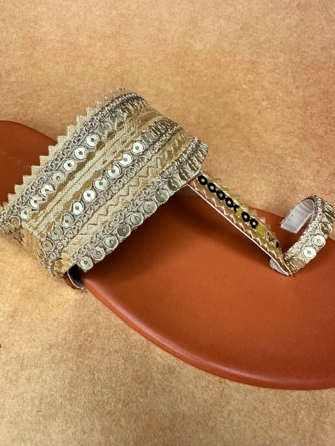 Golden Embroidered Kolhapuri Chappals