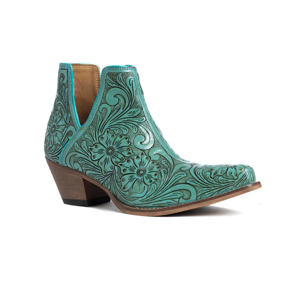 High Mesa Hand-tooled Booties in Turquoise