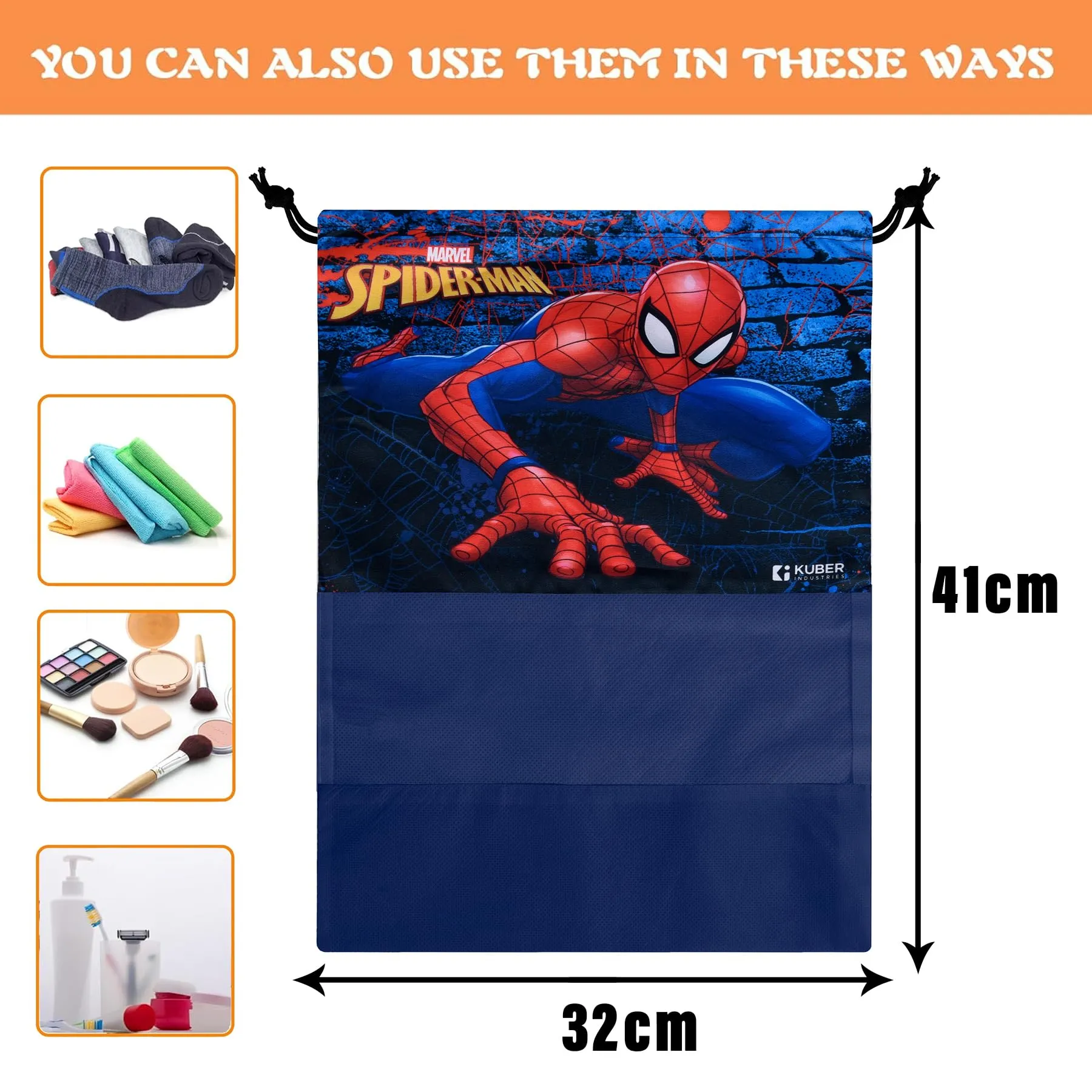 Kuber Industries Marvel Avengers Shoe Cover | Travel Shoe Storage Bags | Polyester Storage Bag | Drawstring Shoe Cover | Shoe Organizer with Clear Window | Pack of 18 | Multi