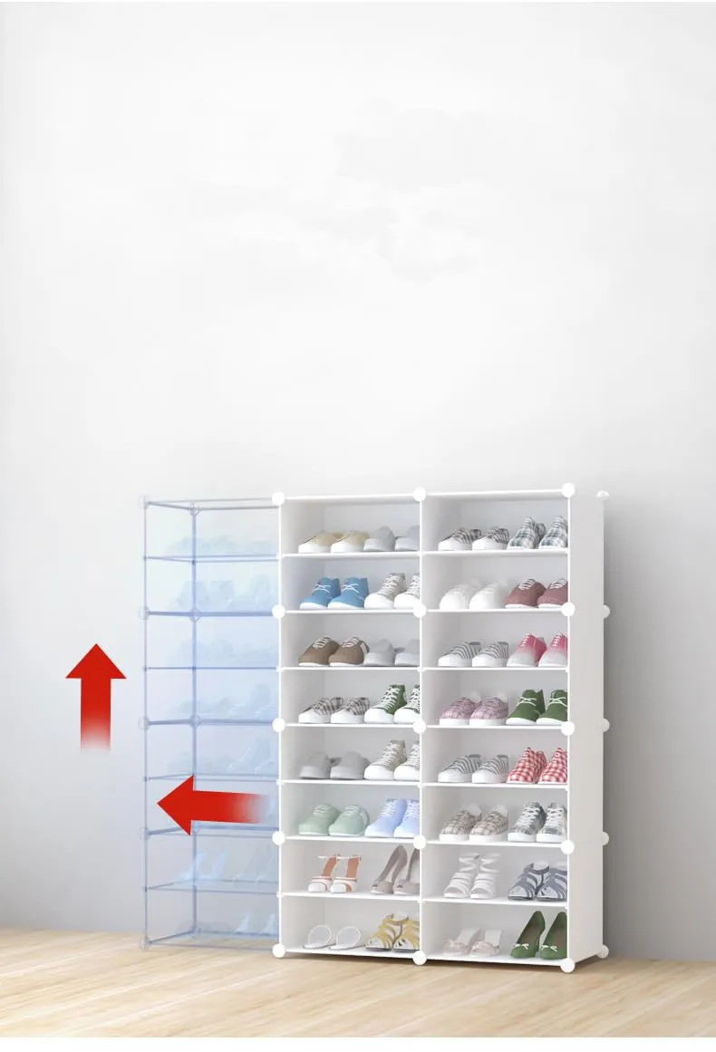 Kuber Industries Pack of 4 Shoes Cabinet | 10-Tier Foldable Shoe Rack Organizer for Closet | Plastic Shoe Shelf Collapsible Shoes Storage Box | Easy Assembly Shoe Cabinet with Lids | JL1C10TWH |White