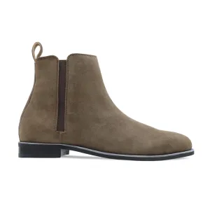 Kunzi - Men's Sandstone Brown Kid Suede Chelsea Boot