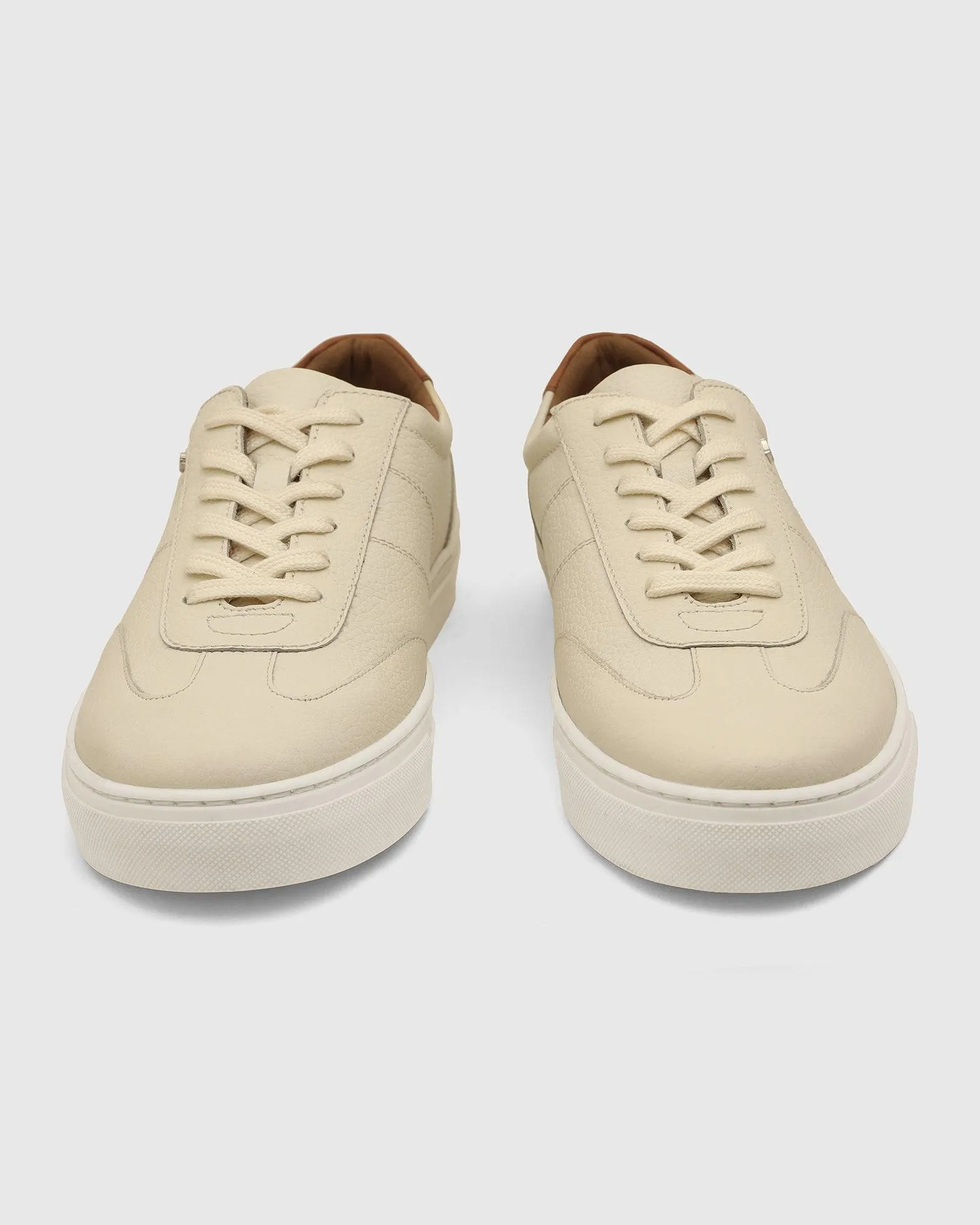 Leather Ivory White Solid Sneakers - Tablet