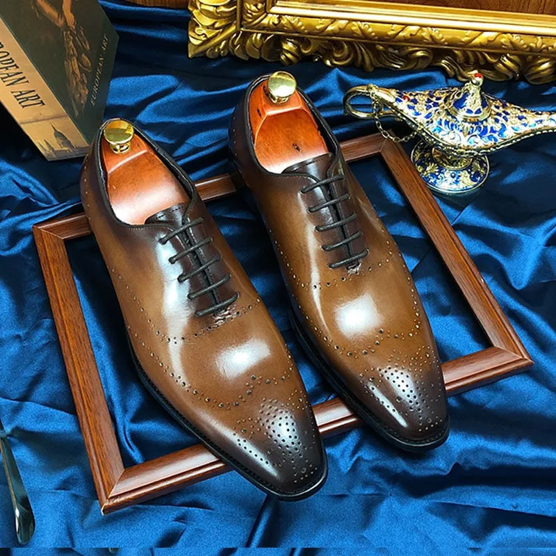 LuxeWing Exotic Cow Leather Brogue Shoes