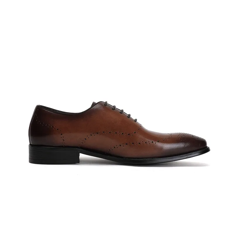 LuxeWing Exotic Cow Leather Brogue Shoes