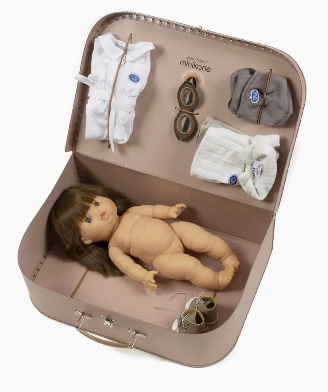 Minikane x Delage Baby Doll(34cm) — Jade-Lou with Vintage Suitcase