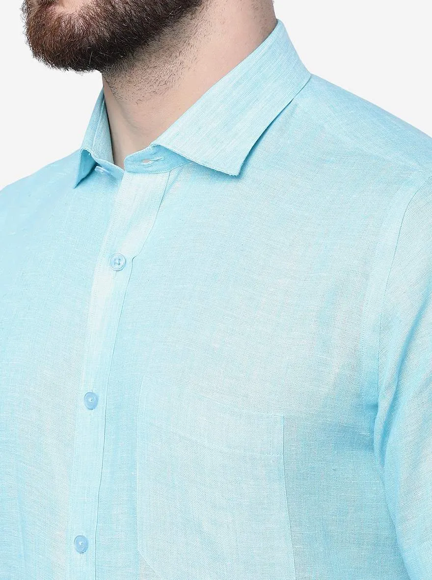 Mint Blue Solid Regular Fit Formal Shirt | JadeBlue