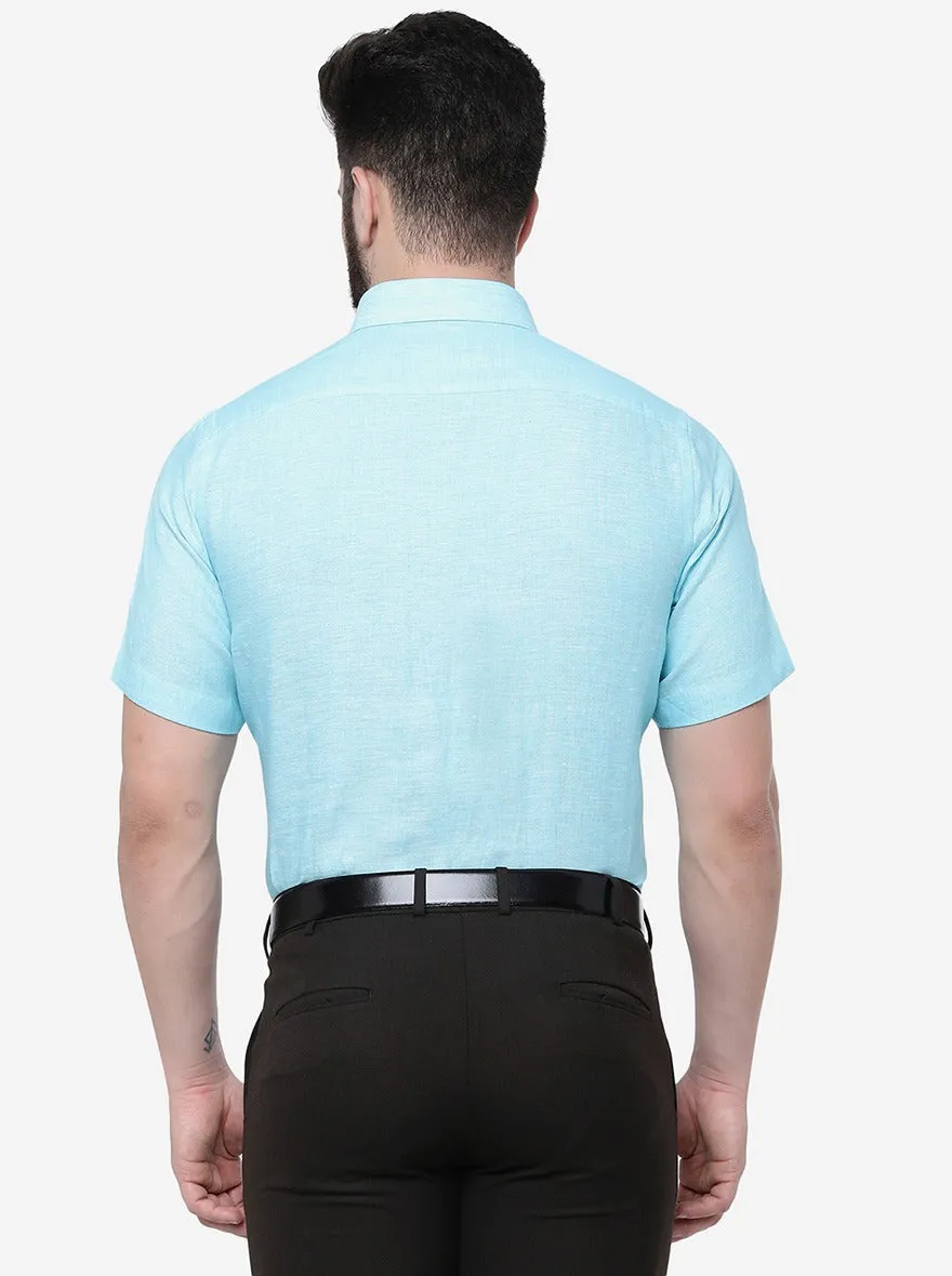 Mint Blue Solid Regular Fit Formal Shirt | JadeBlue