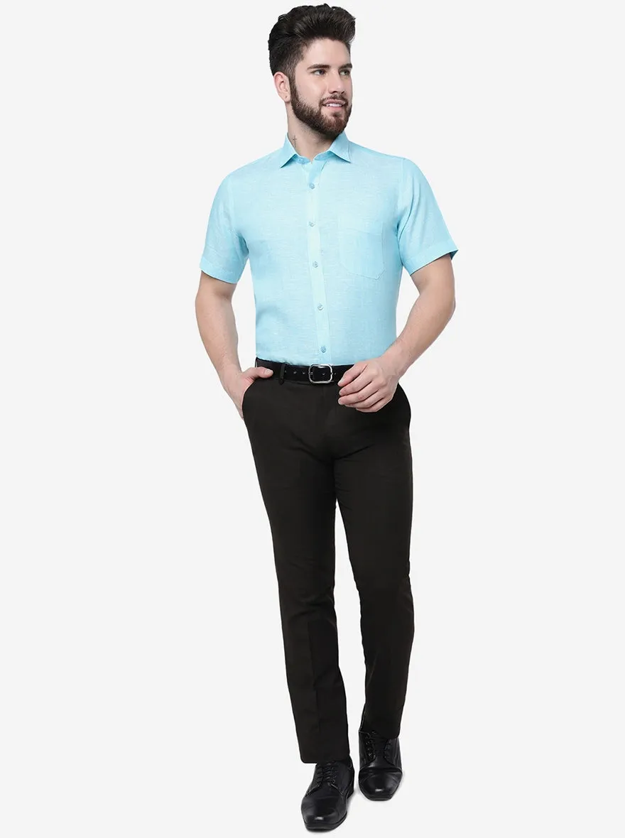 Mint Blue Solid Regular Fit Formal Shirt | JadeBlue