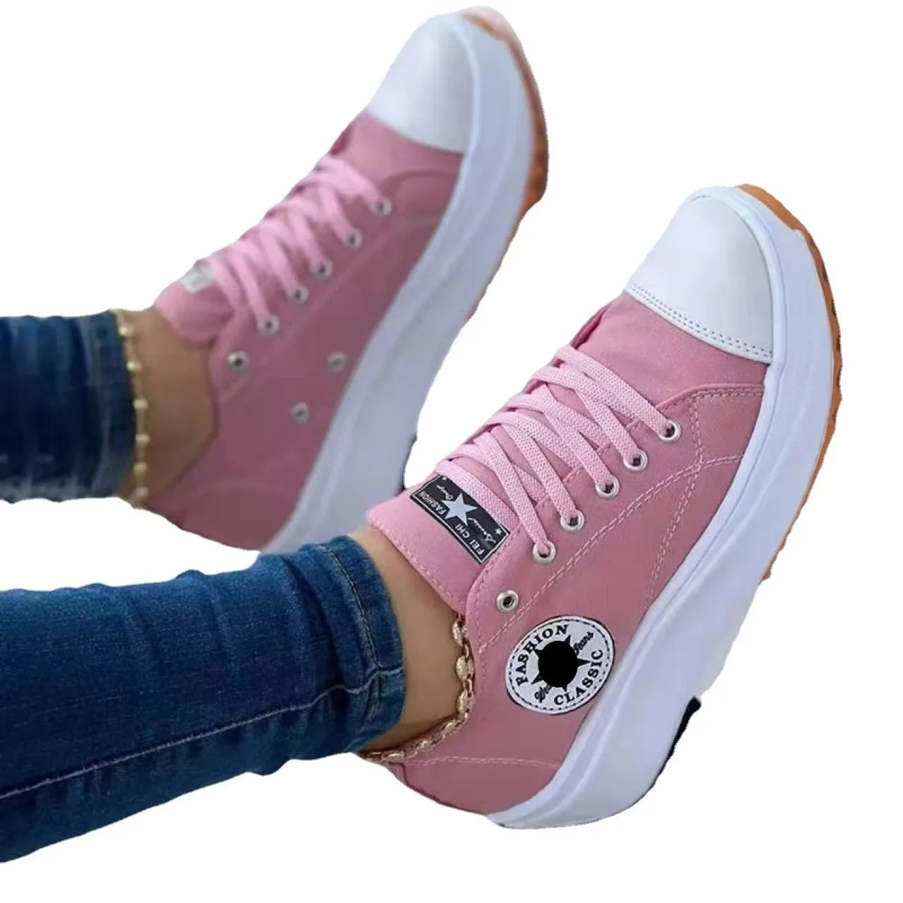 New Ladies Sneakers Comfortable Breathable Canvas Shoes Fashion