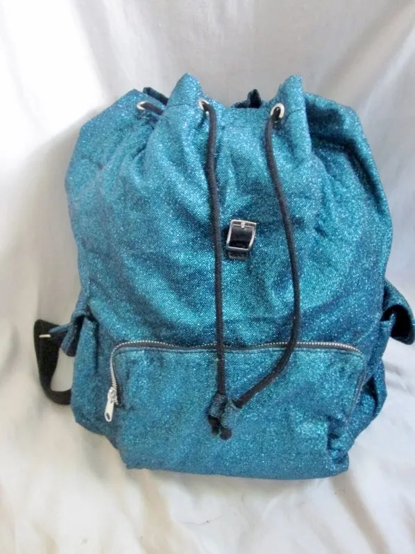 NEW RUUM Vegan GLITTER BACKPACK Shoulder Rucksack Travel Book BAG METALLIC BLUE