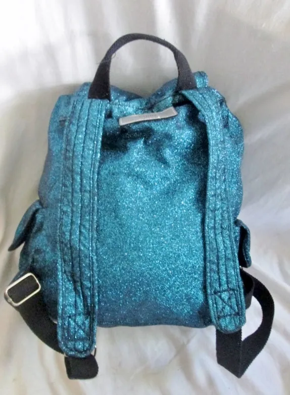 NEW RUUM Vegan GLITTER BACKPACK Shoulder Rucksack Travel Book BAG METALLIC BLUE