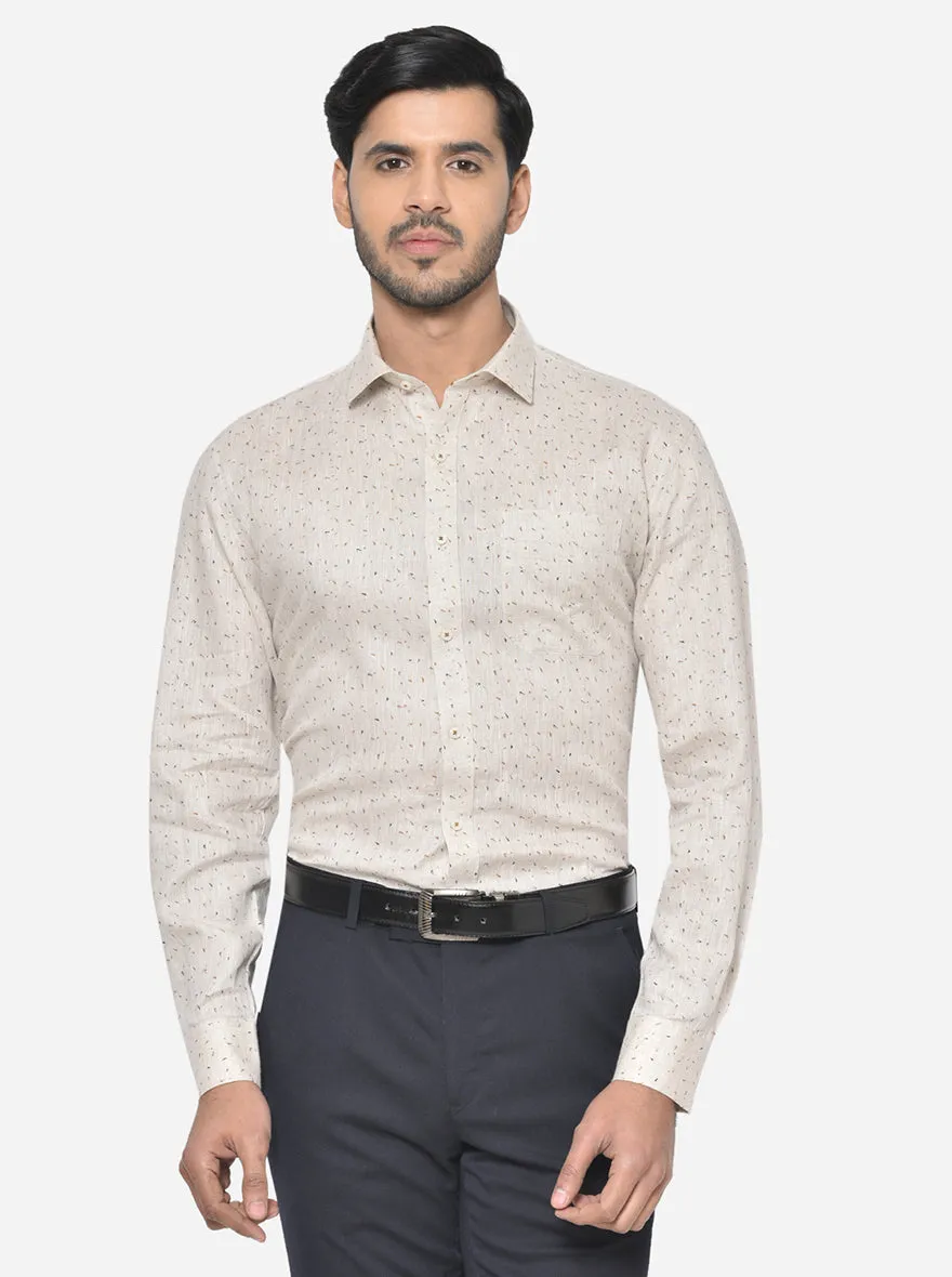 Off-White Printed Regular Fit Formal Shirt | JadeBlue