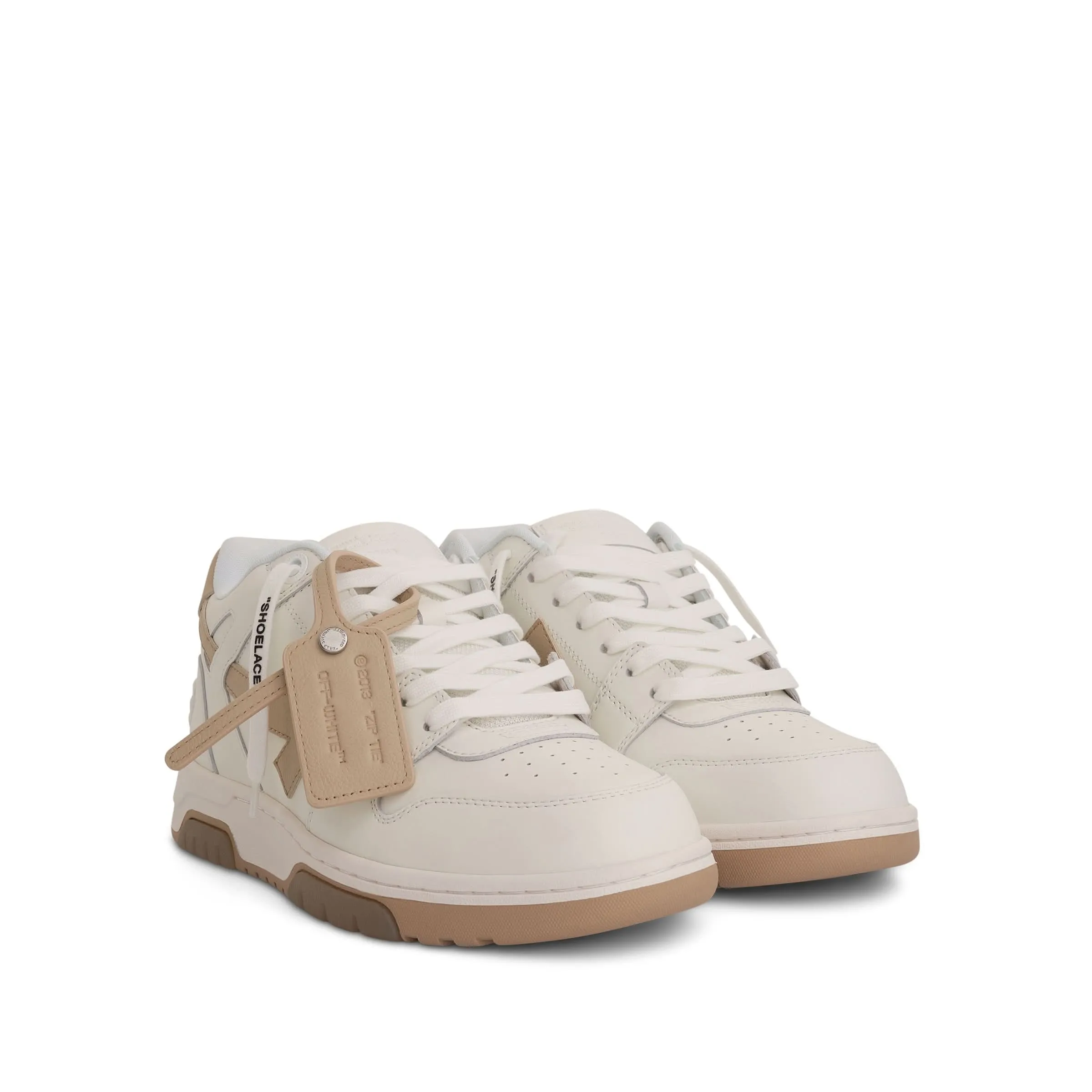 Out Of Office Calf Leather Sneaker in White/Sand