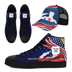 Personalized Combo Offer For Veteran, Custom High-top Shoes and Patriotic Cap, Gift for Husband and Dad