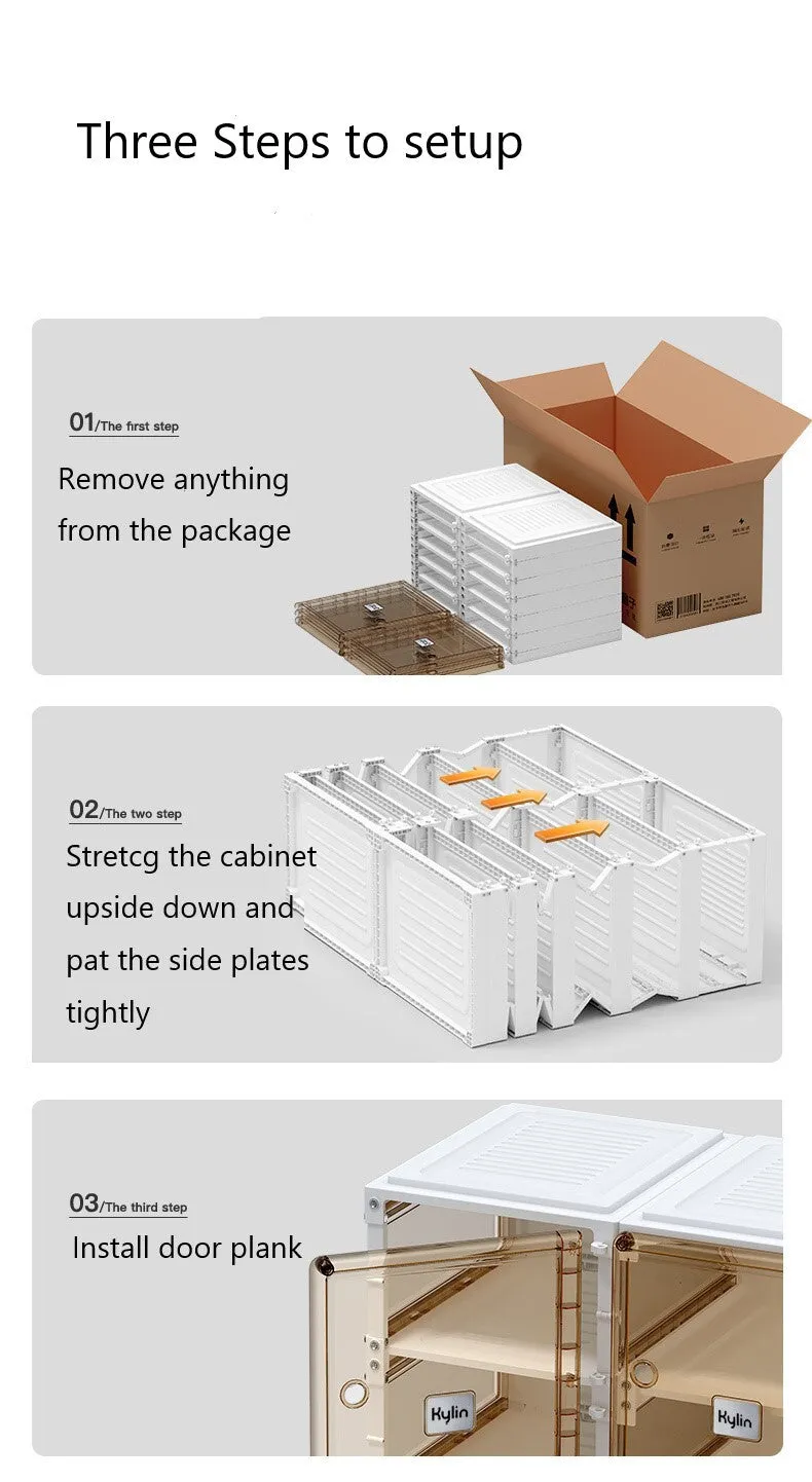 QuickFold 10-Pair Shoe Storage Box, 1 Column, 5 Doors, Kylin