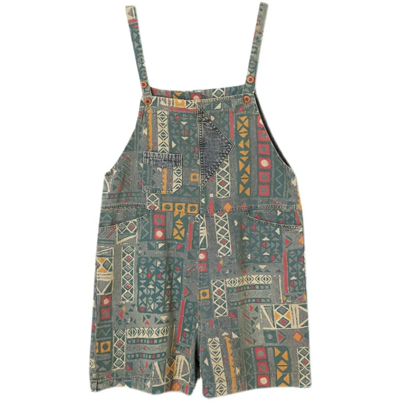 Retro Summer Shorts Jumpsuit