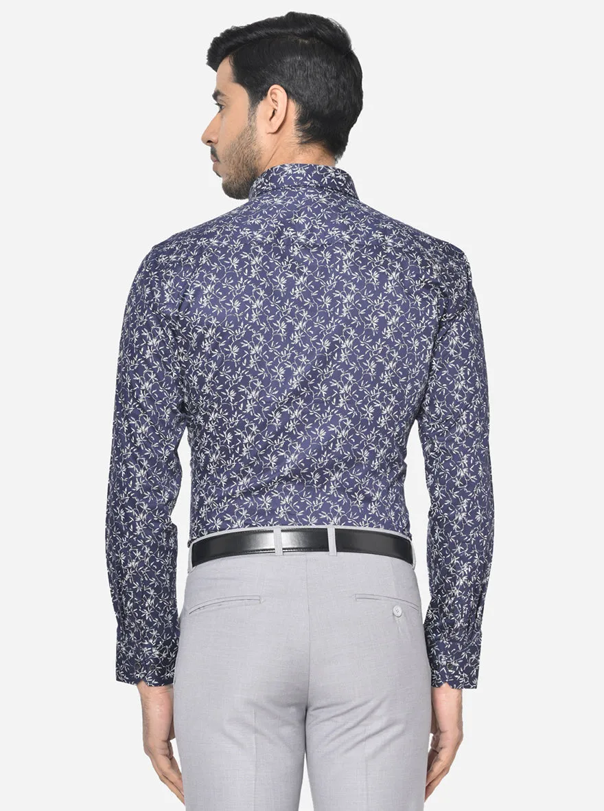 Rich Lavender Printed Slim Fit Party Wear Shirt | Greenfibre