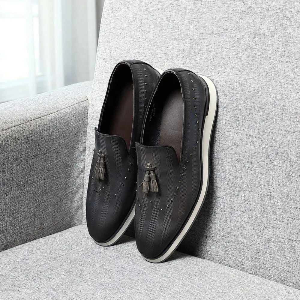 Rivets Unique Tassel Design Elegant Loafers