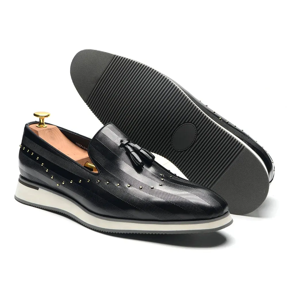 Rivets Unique Tassel Design Elegant Loafers