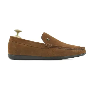 Ron - Men's Cognac Kid Suede Driver Shoe