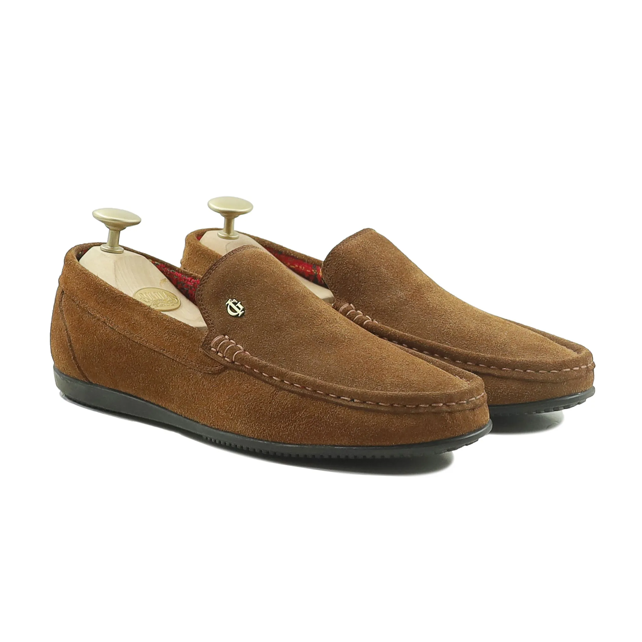 Ron - Men's Cognac Kid Suede Driver Shoe