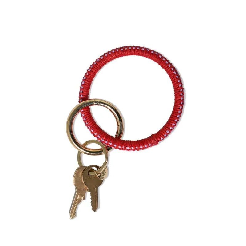 Shannon Woven Raffia Key Ring - Light Lavender & Poppy