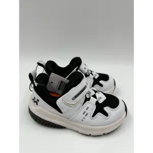 Small Kid Size 9, White Sneakers with Black Trim and Accents with Straps