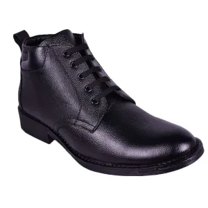 Somugi Genuine Leather Black Formal Lace up Half Boot