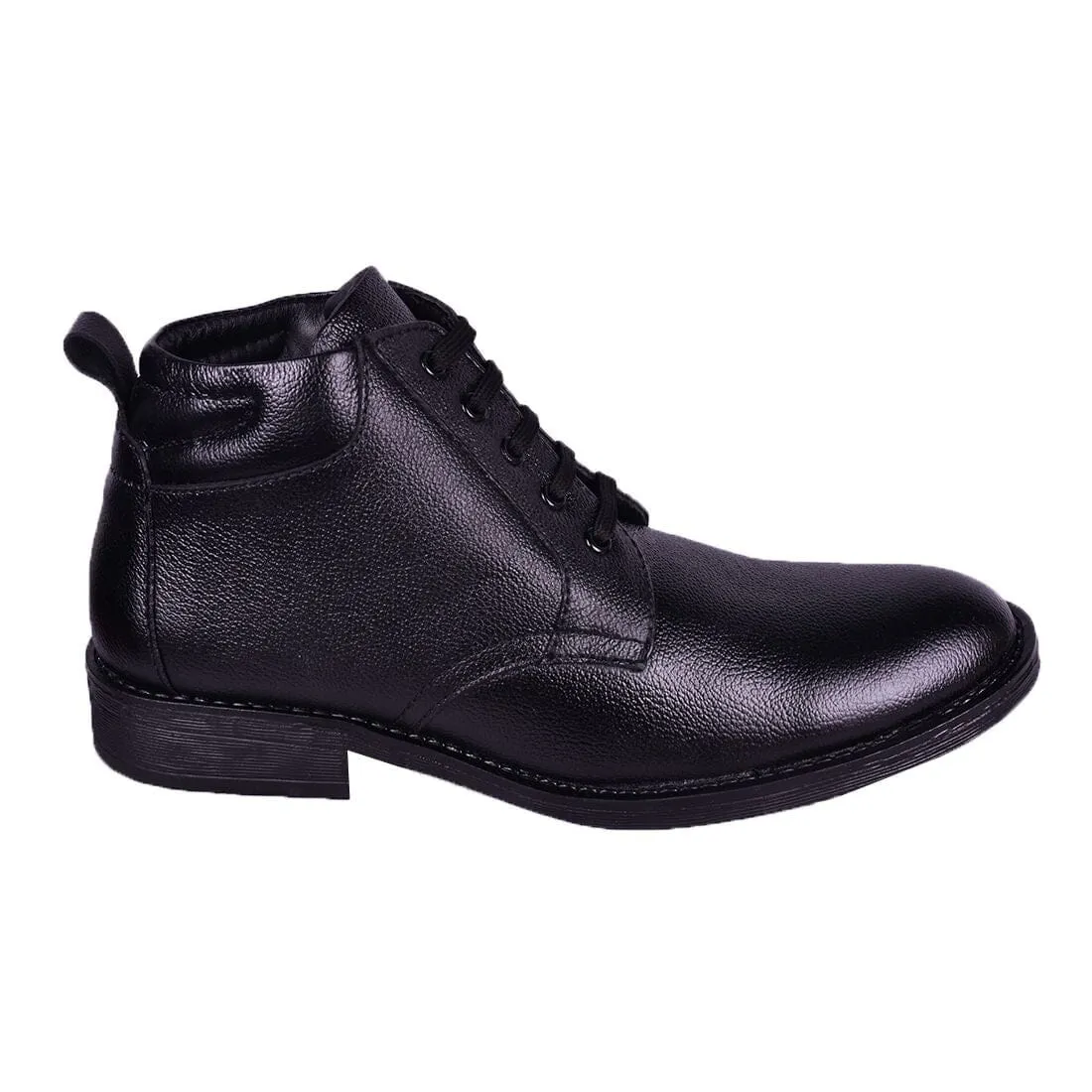 Somugi Genuine Leather Black Formal Lace up Half Boot